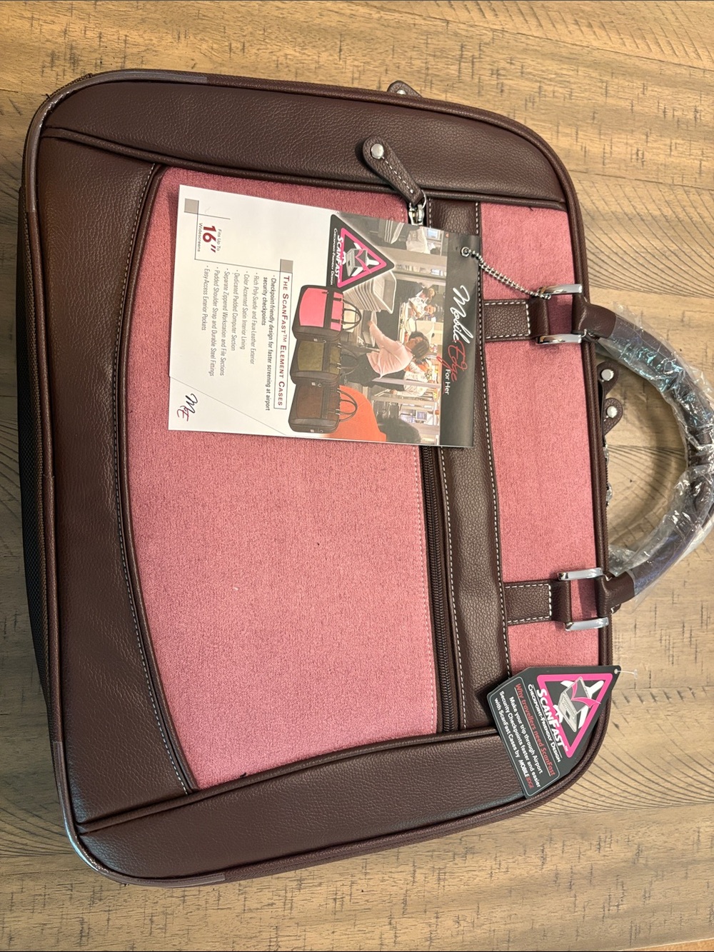 Mobile Edge Women’s Brown and Pink Travel Briefcase - Stylish Laptop Bag